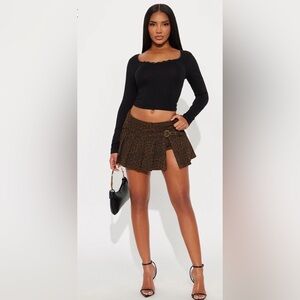 Fashion Nova Feline Fine Pleated Micro Mini Skort Leopard